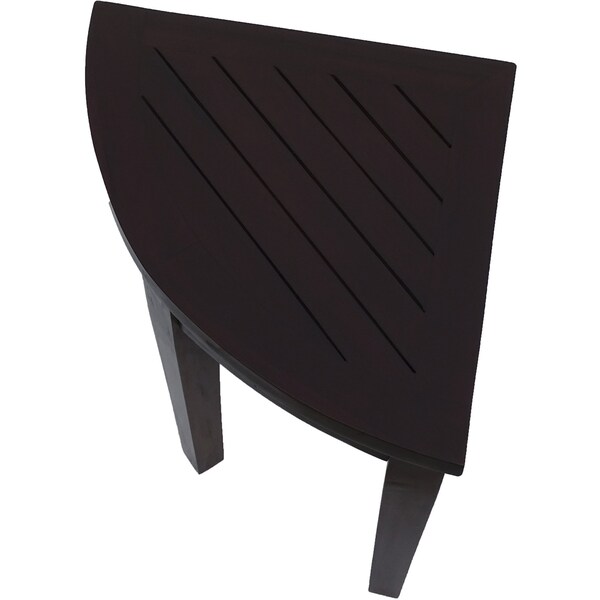 Homeroots Compact Teak Corner Shower Or Outdoor Bench With Shelf In Brown Finish 376684 - main