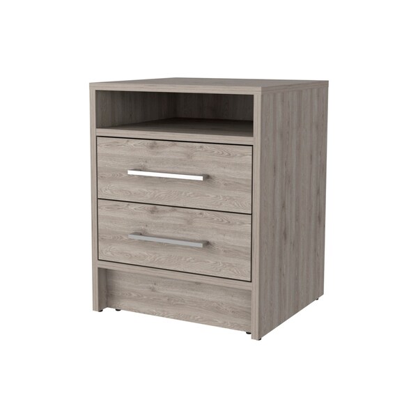 Homeroots 20" Light Gray Wood Two Drawer Nightstand 534898 - main
