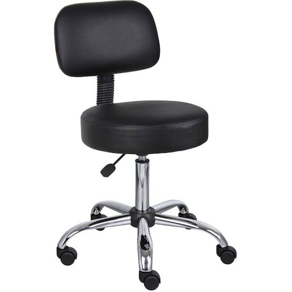 Boss Black Caressoft Medical Stool with Back Cushion B245-BK - main