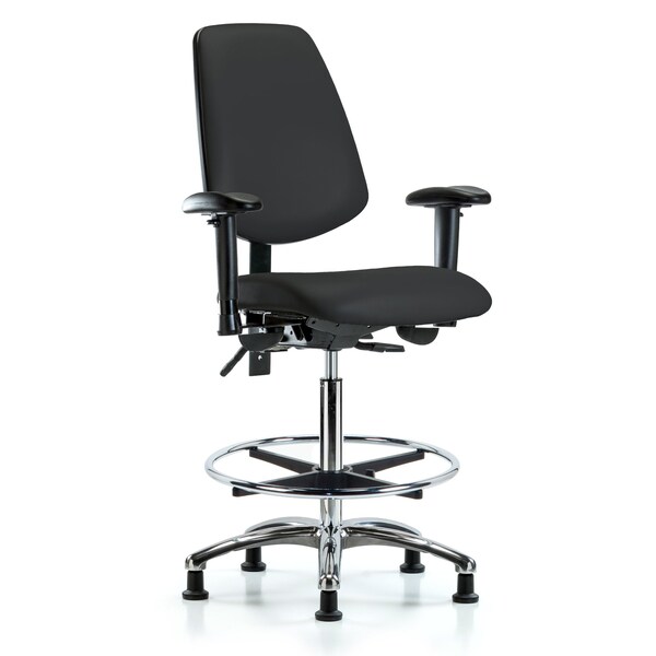 Blue Ridge Ergonomics High Bench Chair Adjustable Arms, 26" to 35-1/2" Height, Vinyl, Black BR-VHBCH-MB-CR-T1-A1-CF-RG-8540 - main