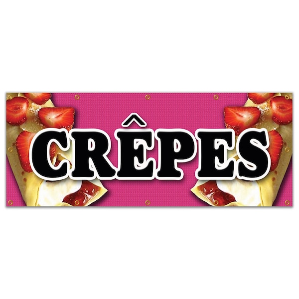 Signmission CREPES BANNER SIGN crepe thin pancake strawberry chocolate crisp signs B-120 Crepes - main