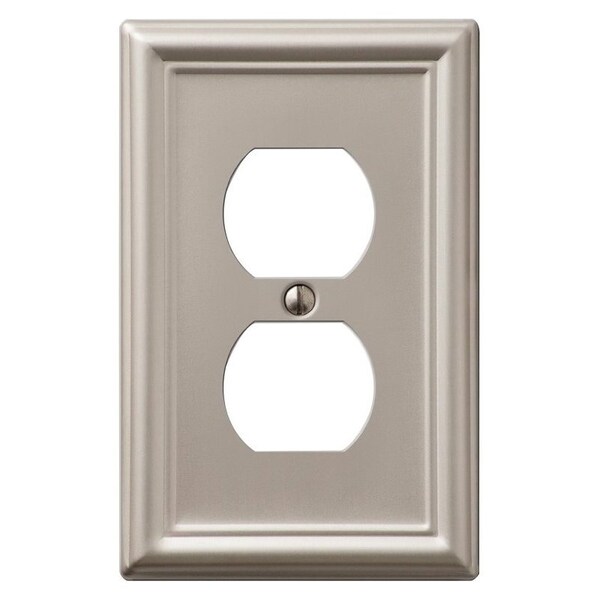 Amertac Chelsea Outlet Wallplate, 478 in L, 318 in W, 1 Gang, Steel, Brushed Nickel, Wall Mounting 149DBN - main