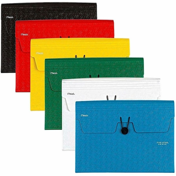 Five Star Letter Expanding File, 8 1/2in x 11in, 13 Pocket(s), Plastic, Assorted, 0% Recycled 350101 - main