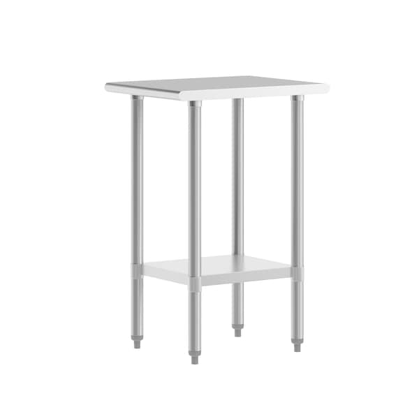 Flash Furniture Reese 24x18 Portable Work Table, Stainless Steel Top Shelf and Adjstbl Glvnzd Steel Undershelf NH-WT-2418-GG - main