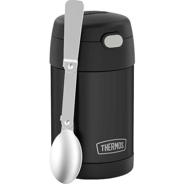 Thermos 16-Ounce FUNtainer Vacuum-Insulated Stainless Steel Food Jar with Folding Spoon (Black Matte) F31101BK6 - main