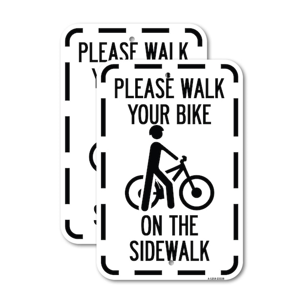 Signmission Pavement Stencil Please Walk Your Bike on the Sidewalk, 12'' X 18'', Heavy Gauge Aluminum, 2PK A-1218-2PACK-23338 - main