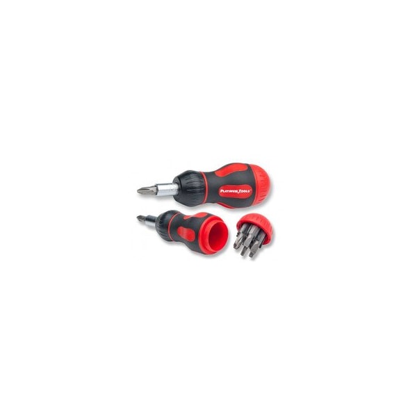 Cable Wholesale Platinum Tools 8-in-1 Ratcheted Stubby Screwdriver, Clamshell 19120C - main