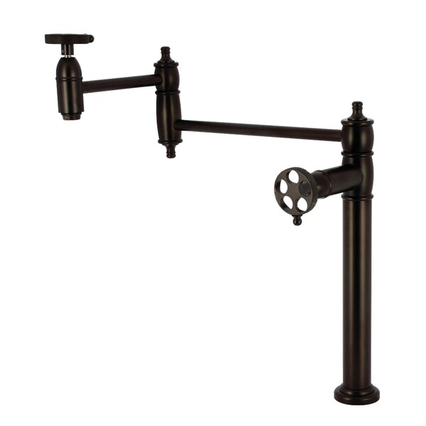 Kingston Brass Deck Mount Pot Filler Faucet with Knurled Handle, Oil Rubbed Bronze KS3705RKX - main
