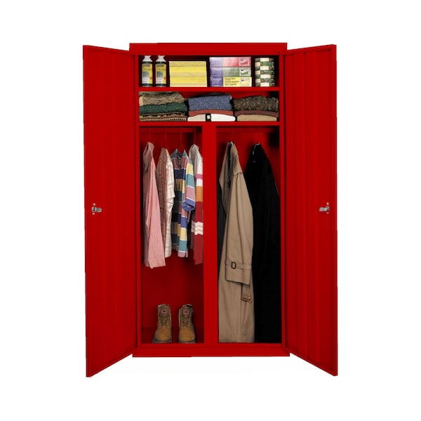 Steel Cabinets Usa Storage Cabinet, 72 in H, 36 in W, Red, 2 Shelves W-367224DS-R - main