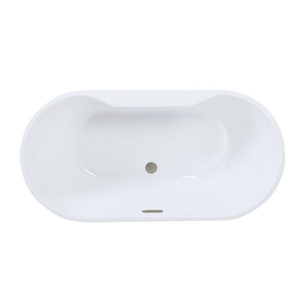 Kingston Brass 59" Acrylic Oval Double Ended Freestanding Tub with Drain, Glossy White/Brushed Nickel VTDE593023C428 - main