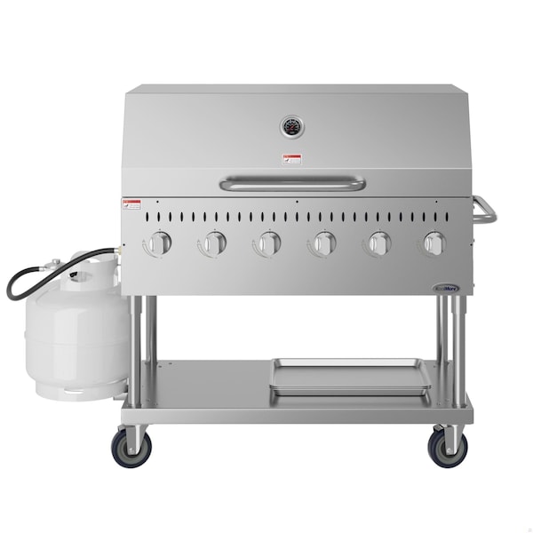 Koolmore 48 in. Commercial Outdoor Propane Gas Grill with Roll Dome Cover, ETL Listed in Stainless-Steel CGKIT4-48D - main