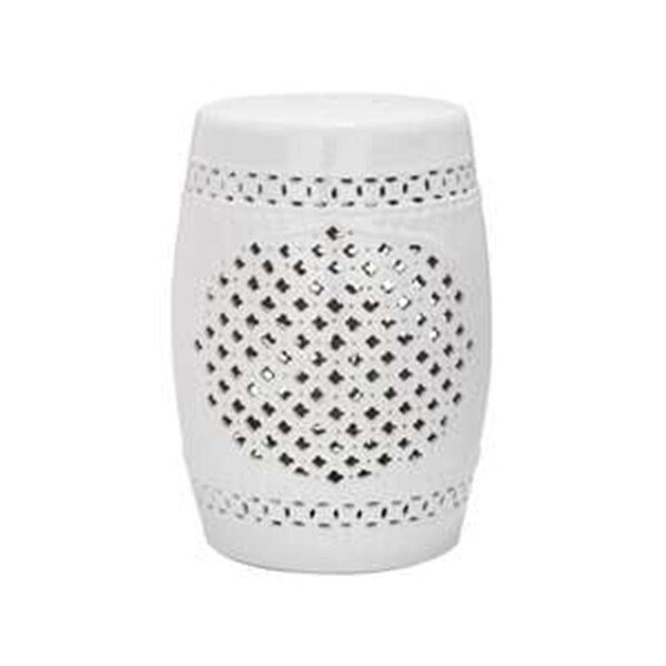 Safavieh Ceramic Quatrefoil Garden Stool, White ACS4506A - main