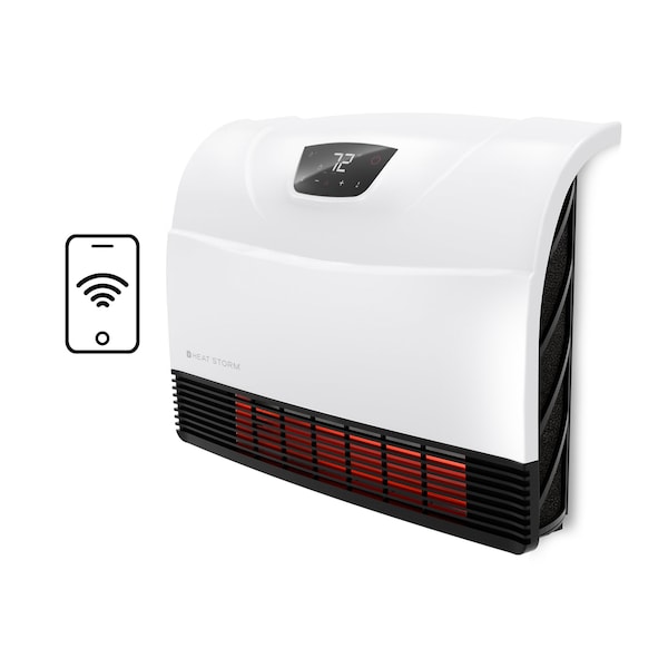 Heat Storm Infrared Space Heater, WIFI, Wall Mount, Digital Display, Adjustable Thermostat, 1500W, 120V, Black A-1500-PHX-WIFI - main