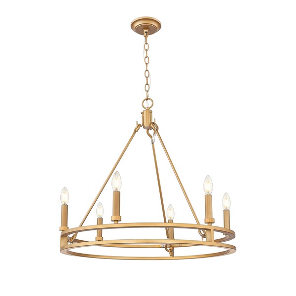 Z-Lite Dennison 6-Light Chandelier, 27.5 in W, Signature Brass 4005-6SBR - main