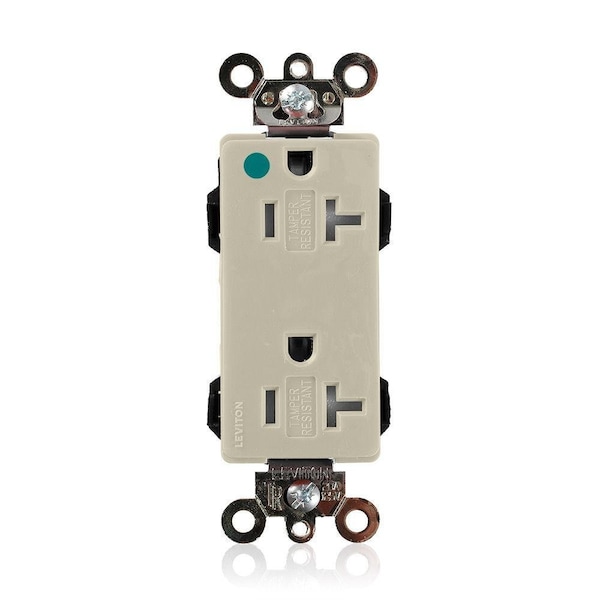 Leviton Straight Blade Receptacle, 5-20R, 20 A, 125V AC, Flush Mount, Self-Grounded MT163-HGI - main