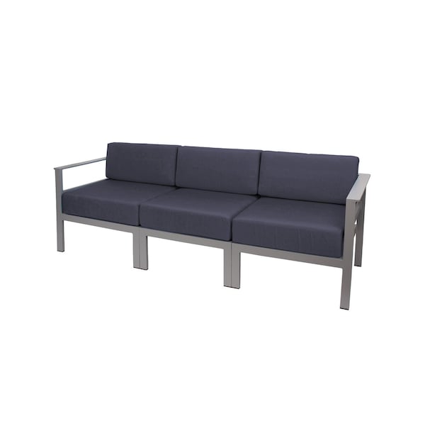 Bfm Seating Belmar 82in Outdoor Sectional Sofa with Sunbrella Cushions, Soft Gray Frame PH6101SG-14089 - main