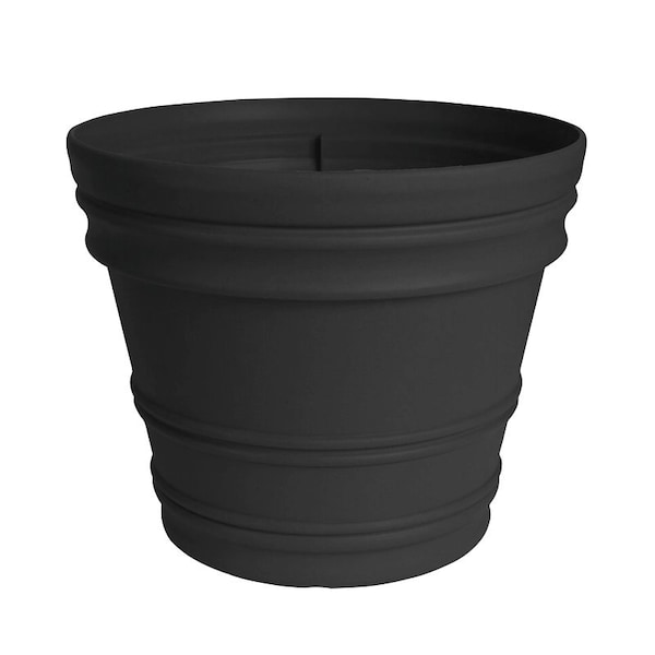 Bloem Rim Planter, 14.7 in H, 16.6 in W, Plastic, Black RR1600 - main