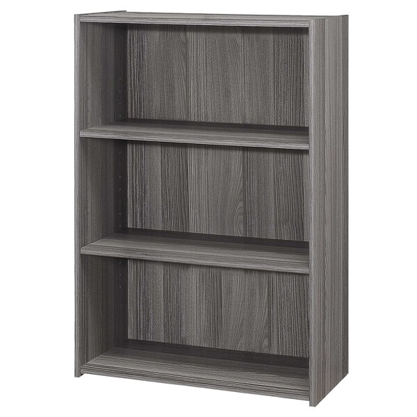 Homeroots Gray Wood Adjustable Three Tier Bookcase 355731 - main