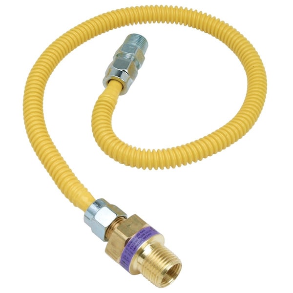 Dormont 3/8'' ODx24'' Coated Stainless Steel Gas Connector 3/8'' MIP, Tapped 1/4'' FIPx1/2'' MIP SmartSense 10C-2131V2TS-24B - main