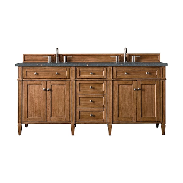 James Martin Vanities Brittany 72'' D Vanity, Saddle Brown w/ Parisien Bleu Silestone Top w/FreePower Wireless Charger 650-V72-SBR-FPBL - main