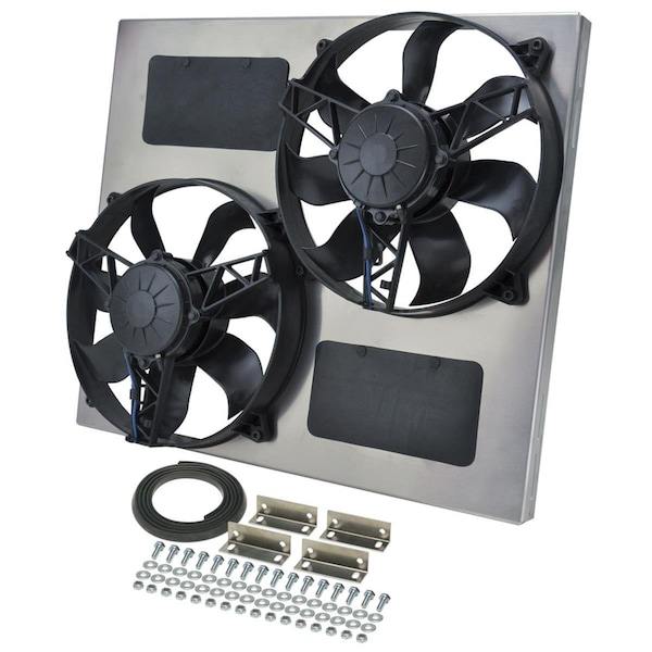Derale 16830 19 x 22.25 in. Dual RAD Fan with Aluminum Shroud Assembly DER16830 - main