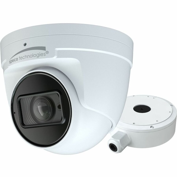 Speco Technologies 8MP H.265 IP Turret Camera with IR, 2.8-12mm motorized Lens, Included Junction Box, White, NDAA O8VT3M - main