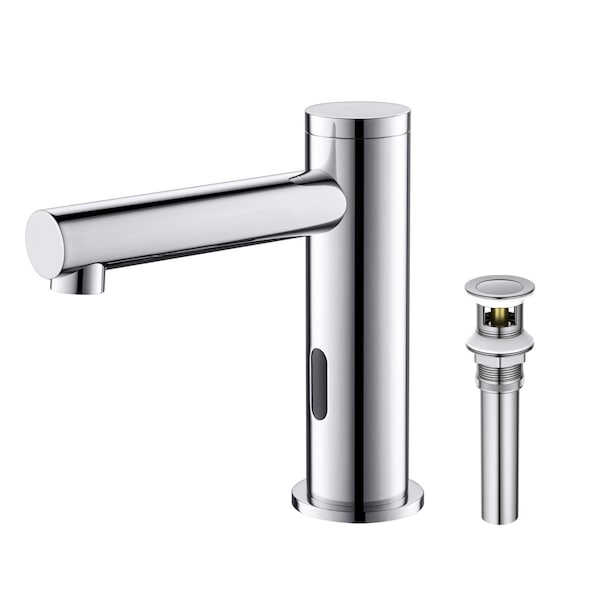 Kibi Circular Touchless Bathroom Faucet with Pop-Up Drain, Plug-In or Battery Powered C-KBF1029CH - main