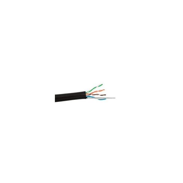 Cable Wholesale Cat6 Aerial w/Messenger, 23 AWG , Solid Copper Ethernet Cable, POE Compliant, Spool, Black, 1000 ft 12X8-022NH - main