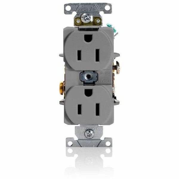 Leviton Industrial Series Heavy Duty Grade Duplex Receptacle, 15 Amp, 125 Volt 5252-GY - main