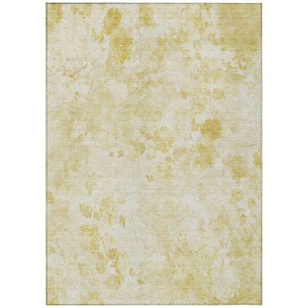 Homeroots 9' X 12' Gold Wheat And Ivory Floral Washable Indoor Outdoor Area Rug 583110 - main