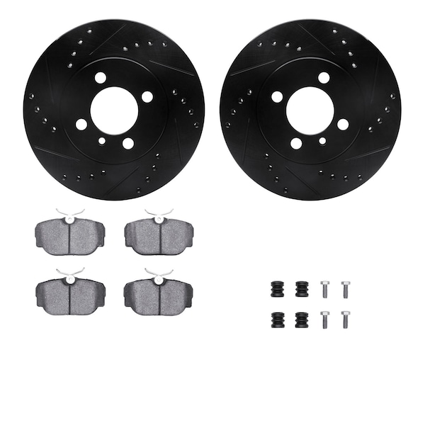 Dynamic Friction Co DFC Rotors-Drilled & Slotted-Black w/ EURO 5000 Ceramic Brake Pads Incl Hdw 8612-31015 - main