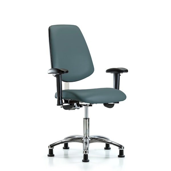 Blue Ridge Ergonomics Clean Room Chair Vin Desk Chair, Med, Bk, Gld, Blu, CL100, Adjustable Arms, 18" to 23" Height, Vinyl BR-NCR-VDHCH-MB-CR-T1-A1-RG-8546 - main