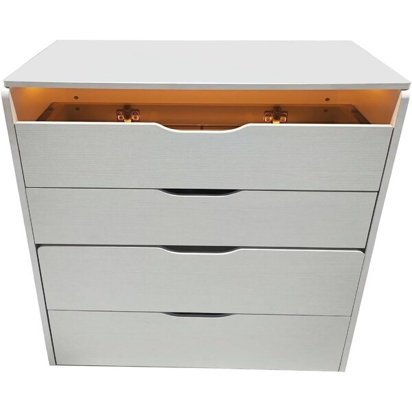 Homeroots 19" White Wood Lighted Three Drawer Dresser With Mirror 714448 - main