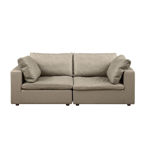 Homeroots 86in Cream and Brown Cotton Blend Loveseat 720472 - main