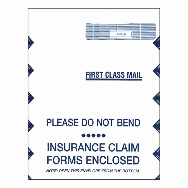 Complyright Jumbo CMS-1500 Health Insurance Form Envelopes for 50 Forms, Square Flap, 9 x 12.5, White, 100PK 1500LR - main