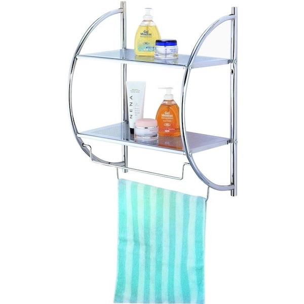 Simple Spaces Bathroom Rack, 8.8 lb Each Shelf, 8.8 lb Each Towel Rack Max Weight Capacity, 1-Shelf, Metal Y19-CH - main