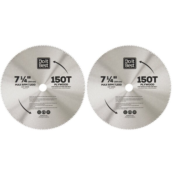Do It Best 7-1/4'' 150-Tooth Plywood Circular Saw Blade, 2PK QJDIB-PTASET-018 - main