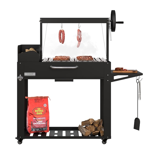 Koolmore 54 in. Argentine Charcoal Grill with Interchangeable V-Grates, Outdoor BBQ, Black KM-OG-AV-54 - main