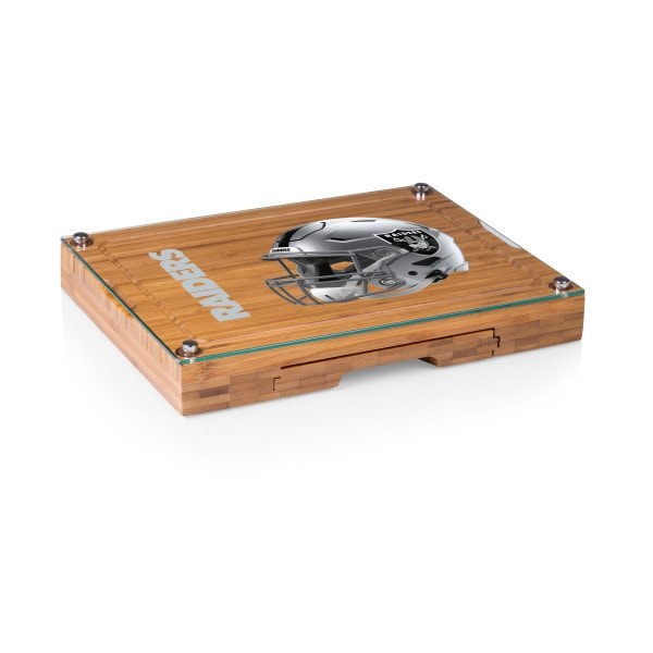 Picnic Time Family Of Brands NFL Las Vegas Raiders - Concerto Glass Top Cheese Cutting Board & Tools Set 919-00-505-234-2 - main