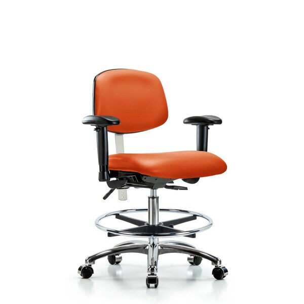 Blue Ridge Ergonomics Med Bench Chair, Vinyl, CF, Cast, Org, CL100, 6-Way Adjustable, 22" to 29" Height, Orange Kist BR-NCR-VMBCH-CR-T1-A1-CF-CC-8613 - main