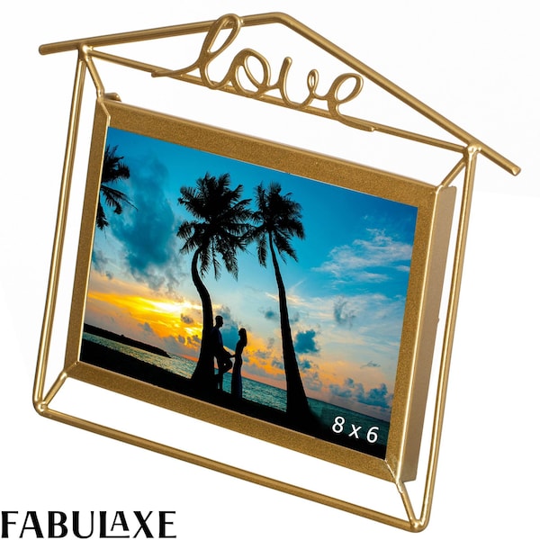 Fabulaxe 9x12" Horizontal Decorative Gold Metal Floating Easel Back Picture Frame QI004845.L - main
