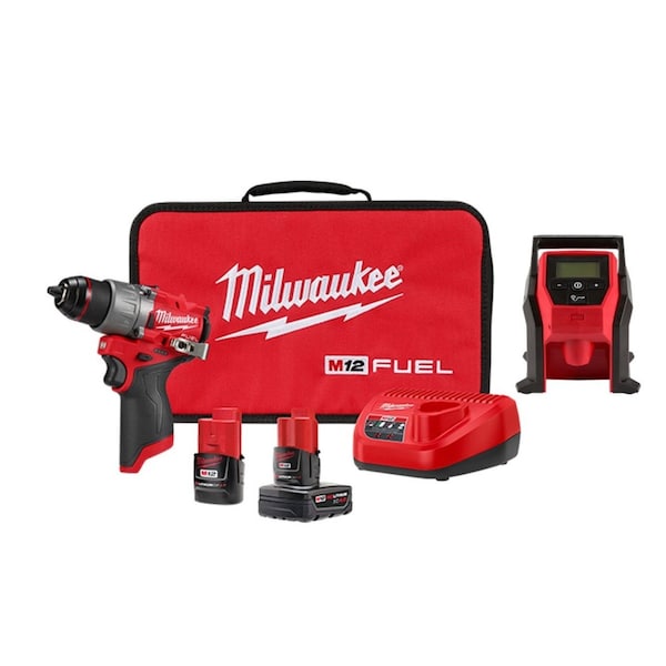 Milwaukee Tool M12 FUEL 1Drill/Driver Kit +M12 Inflator 3403-22, 2475-20 - main