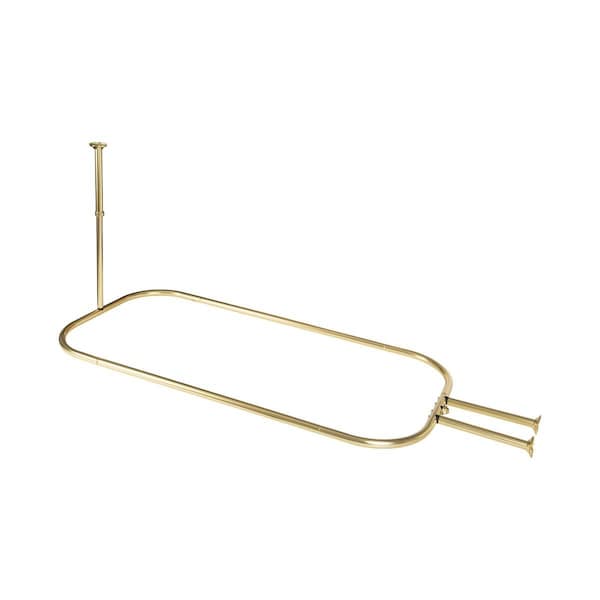 Utopia Alley 46 x 22 in. Rustproof Aluminum Hoop Shower Rod with Ceiling Support for Clawfoot Tub, Gold HP1GD - main