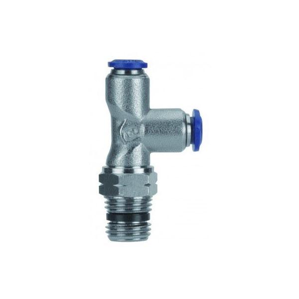 Usa Industrials Push to Connect Tube Fitting, Nickel Plated Brass w/ Plastic Release Ring, Male Run Tee ZUSA-TF-PTC-NPBR-461 - main