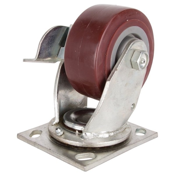 Prosource Swivel Caster, 4 in Dia Wheel, 2 in W Wheel, PU Wheel, Gray, 350 lb, Steel Housing Material JC-P02 - main