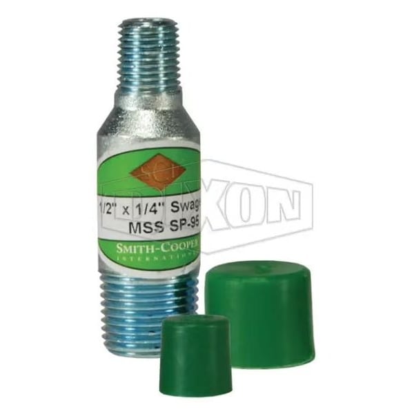 Dixon Swage Nipple with Green Cap, 2 x 1-1/2 in x 6-1/2 in L MNPT, Wrought Carbon Steel, Zinc Plated, SCH SW80-200150 - main