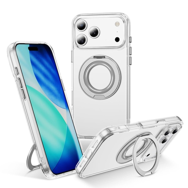 Alpha Digital iPhone 17 PRO Case w/ Magnetic Ring Stand- Full Protection, Soft Flex -360 shockproof IP17PR-CLEAR - main