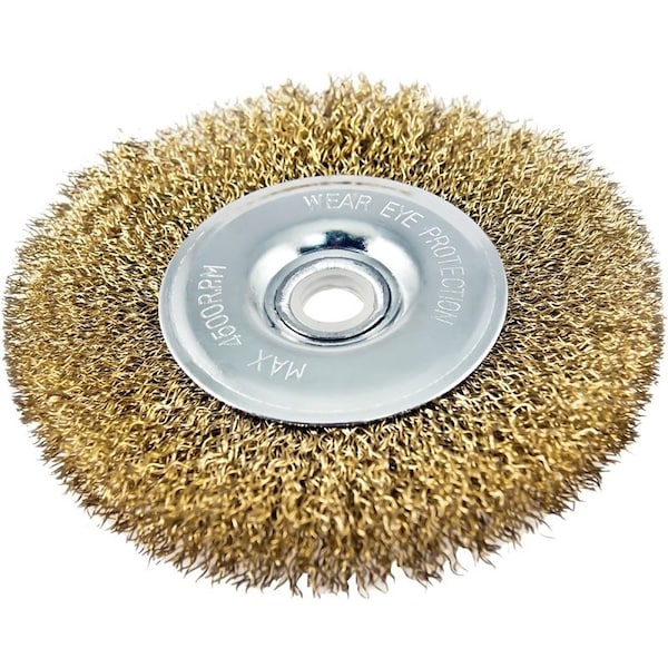 Vulcan Wire Wheel Brush with Hole, 6 in Dia, 5/8 in Arbor Hole, 1/2 in Adapter Ring Arbor/Shank 323281OR - main