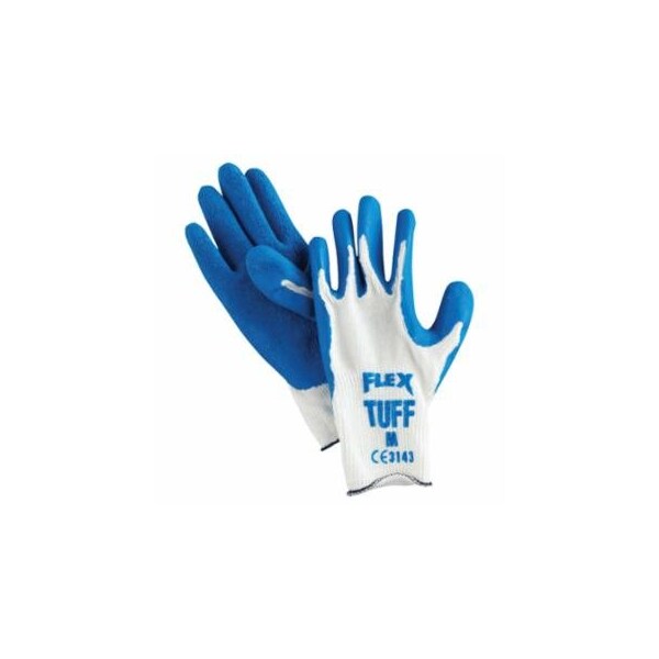 Mcr Safety Flex Tuff Latex Dipped Gloves, Medium, Blue/White, 12PK 127-9680M - main