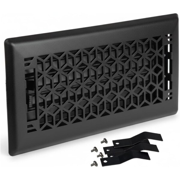 Sierra Grates 4 in. H X 12 in. W Powder Coat Steel, Textured Black Floor Register VEC412-BLK - main